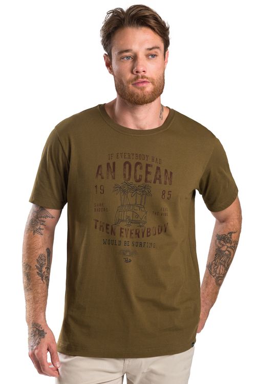 T-Shirt Estampada Kombi Verde Musgo