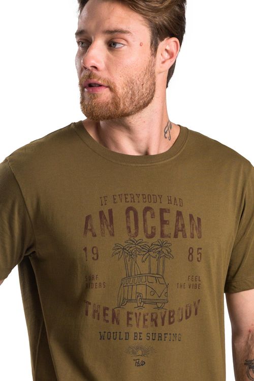 T-Shirt Estampada Kombi Verde Musgo