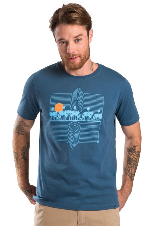 T-Shirt Estampada Paisagem Azul