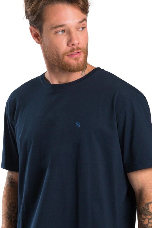 T-Shirt Básica Comfort Fit Azul Escuro