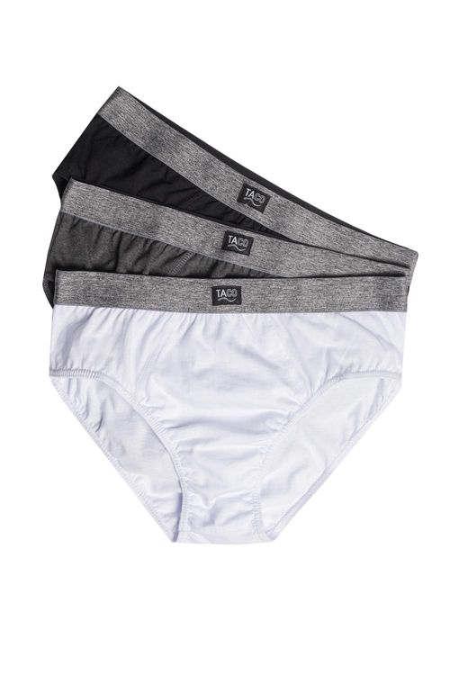 Kit De Cueca Slip Preto/Grafite/Branco