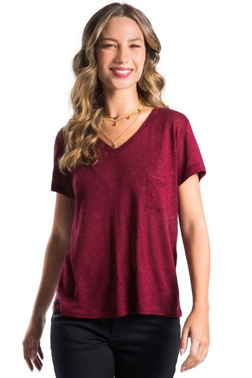 Blusa Viscolinho Vinho