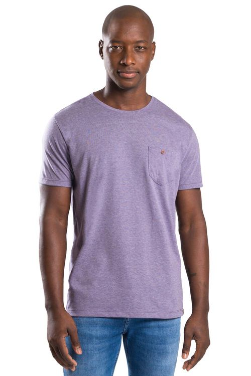 T-Shirt Com Bolso e Botão Roxo