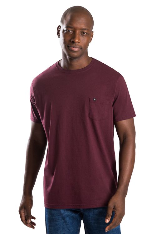 T-Shirt Básica Comfort Com Bolso Vinho