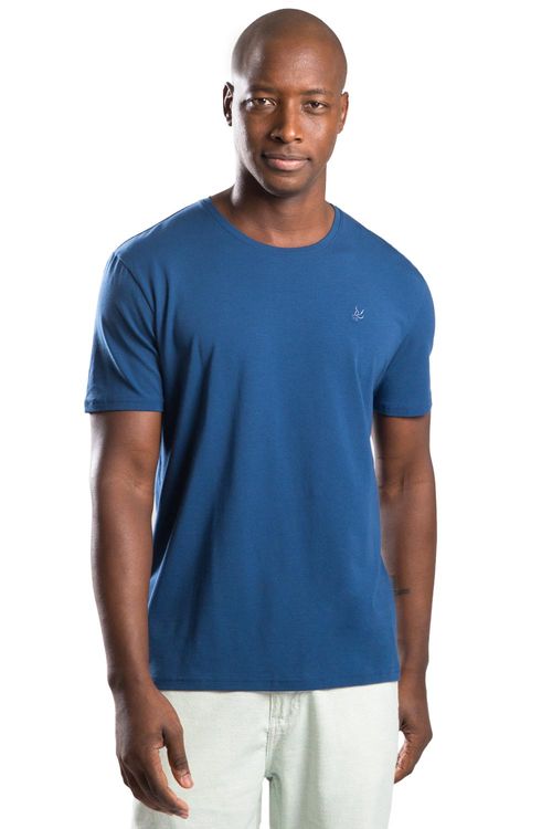 T-Shirt Básica Premium Pima Azul Escuro