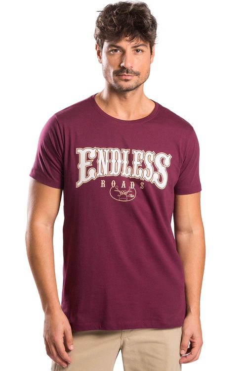 T-Shirt Estampada Roads Vinho