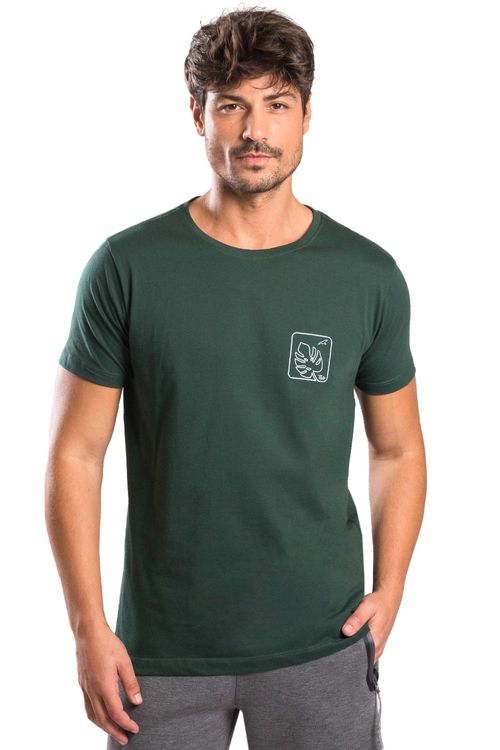 T-Shirt Estampada Folha Verde Escuro