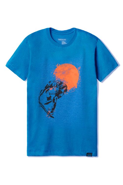 T-Shirt Infantil Estampada Skate Azul