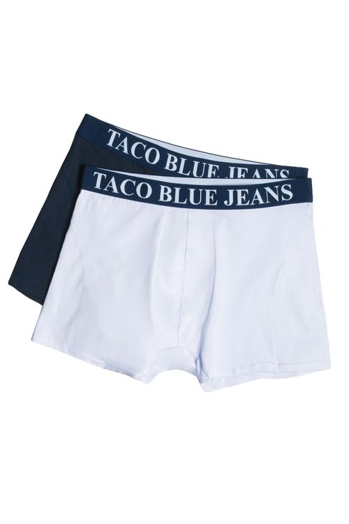 Kit De Cueca Boxer Branco/Azul Marinho