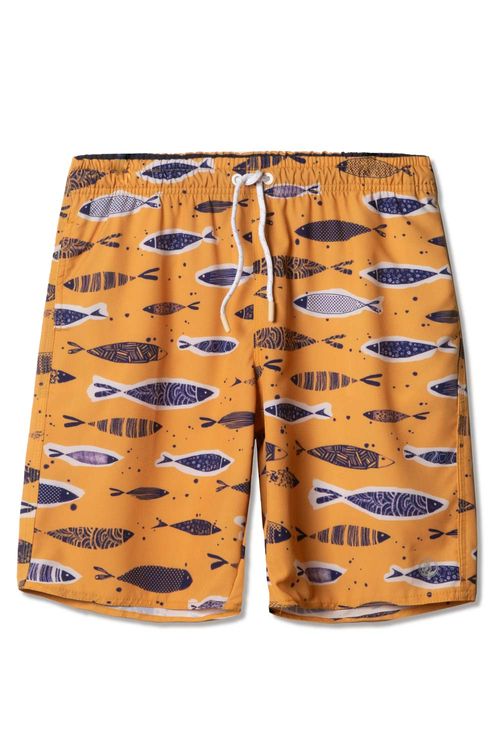 Short Infantil Estampado Fish Amarelo