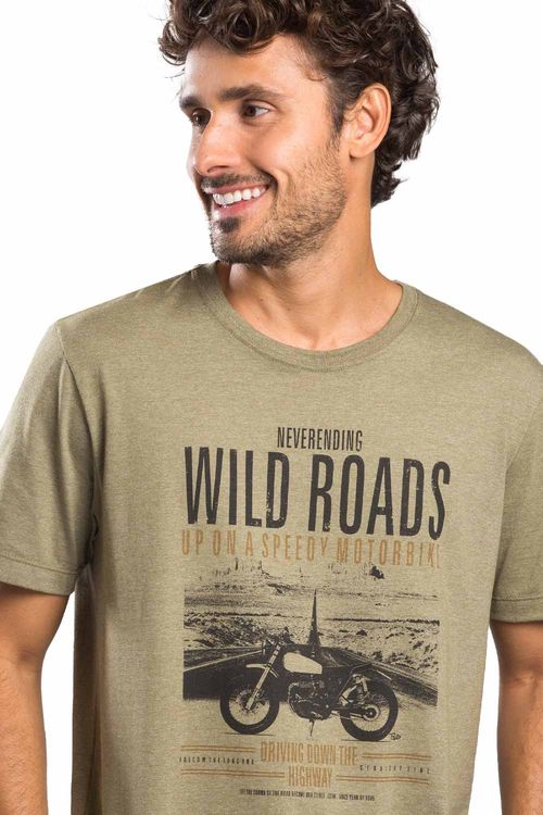 T-Shirt Estampada Roads Verde Militar