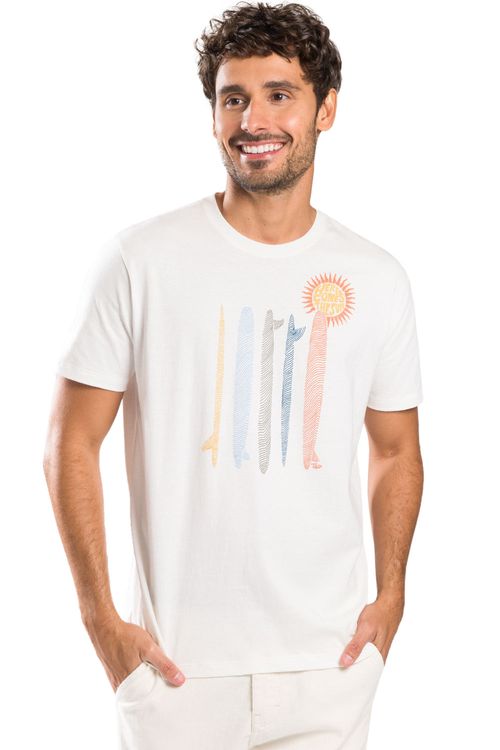 T-Shirt Estampada Relevo Pranchas Off White