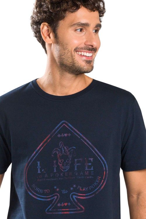 T-Shirt Estampada Life Azul Marinho