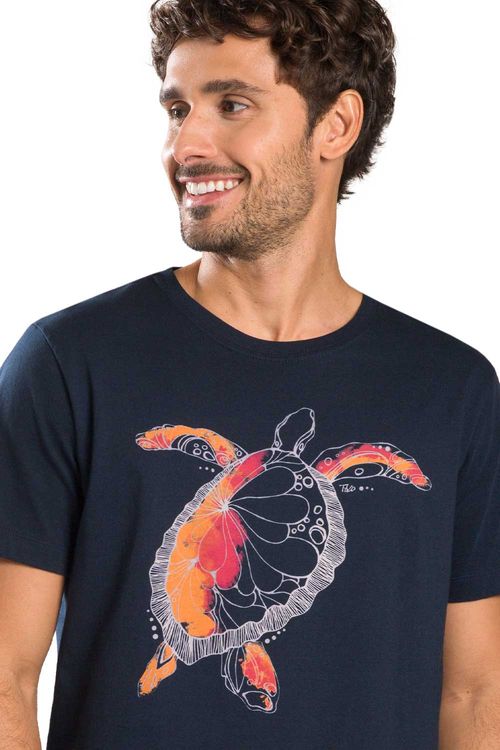 T-Shirt Estampada Turtle Azul Marinho