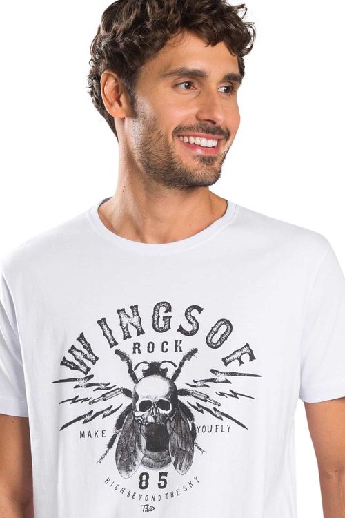 T-Shirt Estampada Music Branca