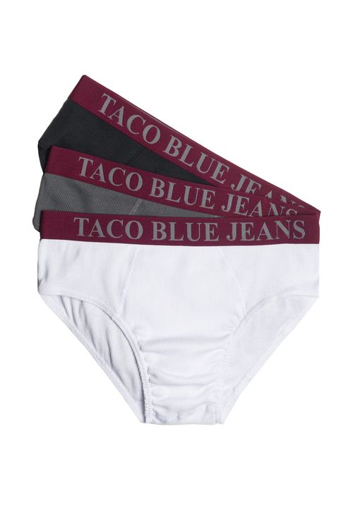 Kit De Cueca Slip Preto/Grafite/Branco