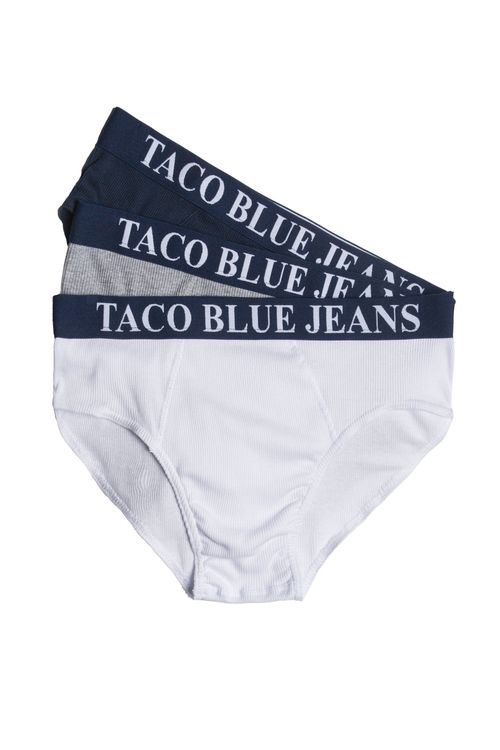 Kit De Cueca Slip Blue Jeans Azul Marinho/Cinza/Branco