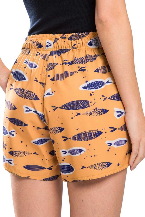 Short Estampado Fish Amarelo