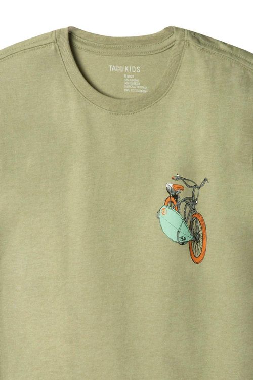 T-Shirt Infantil Estampada Bike Verde Militar