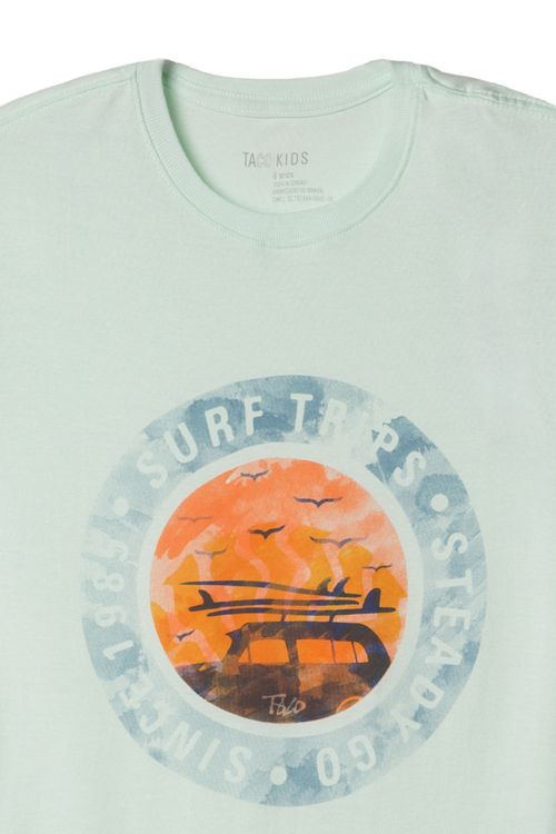 T-Shirt Infantil Estampada Verde Clara