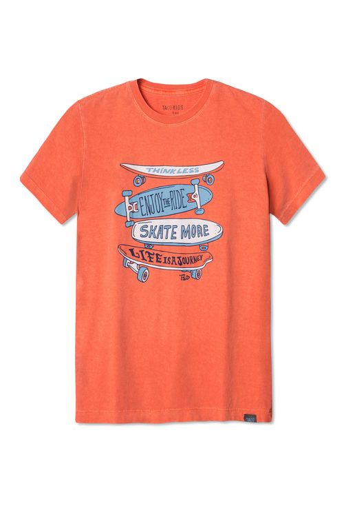 T-Shirt Infantil Estampada Skate Laranja