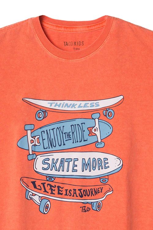 T-Shirt Infantil Estampada Skate Laranja