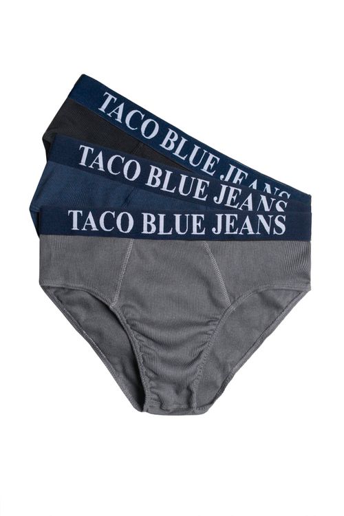 Kit De Cueca Slip Blue Jeans Grafite/Azul Marinho/Preto