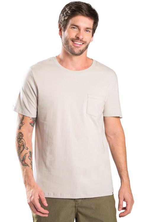 T-Shirt Básica Premium Pima Com Bolso Cinza