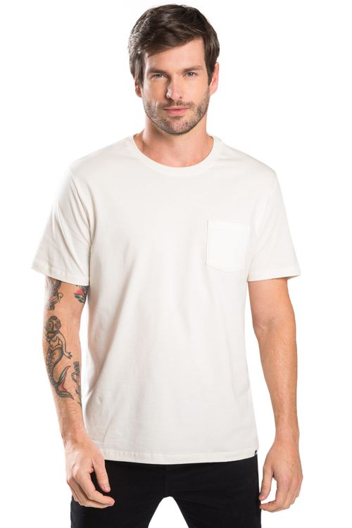 T-Shirt Básica Premium Pima Com Bolso Off White