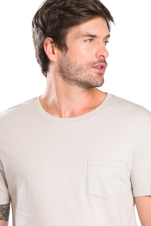 T-Shirt Básica Premium Pima Com Bolso Cinza