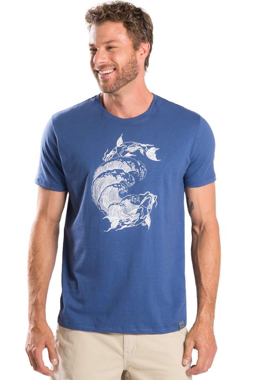 T-Shirt Estampada Relevo  Karpa Azul Jeans