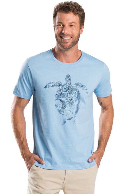 T-Shirt Estampada Turtle Azul Clara