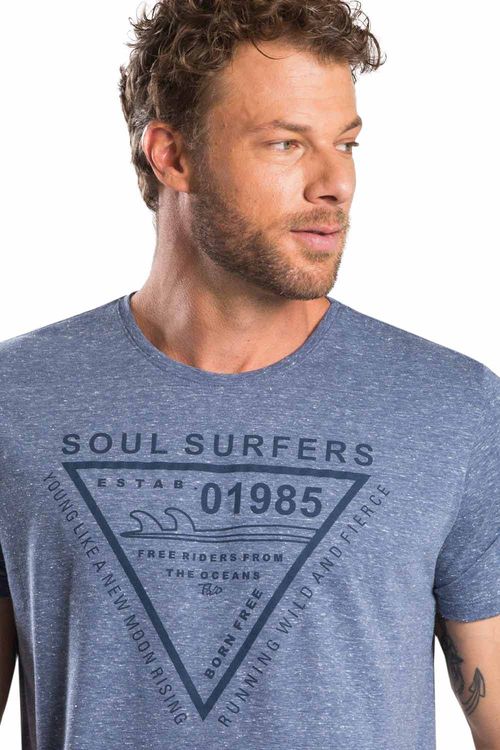 T-Shirt Botonê Desfribrado Azul Marinho