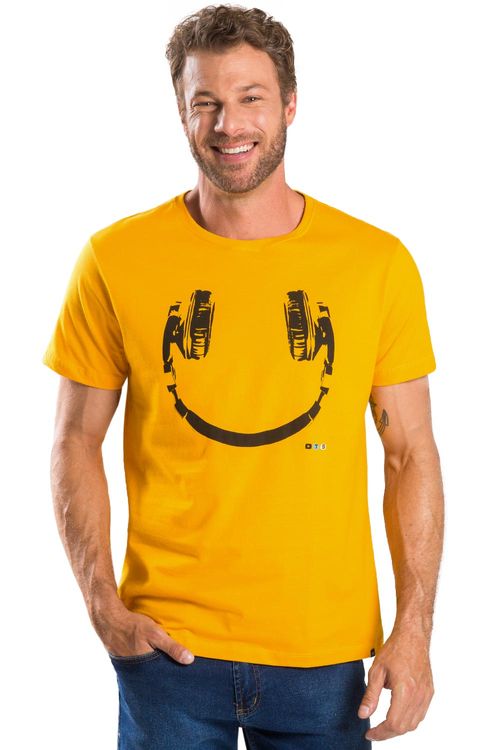 T-Shirt Estampada Headphone Amarela