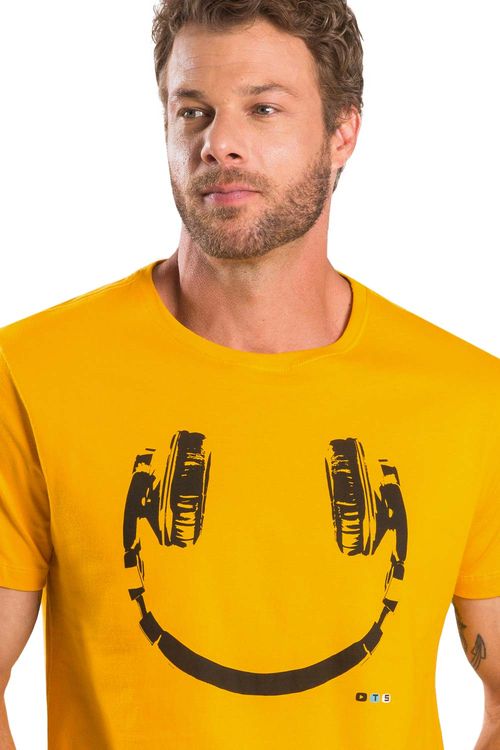 T-Shirt Estampada Headphone Amarela