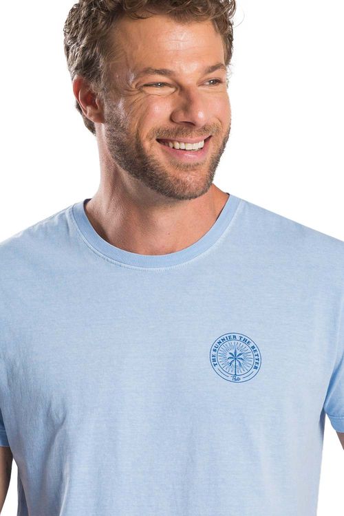 T-Shirt Estampada Estonada The Sunnier Azul Clara
