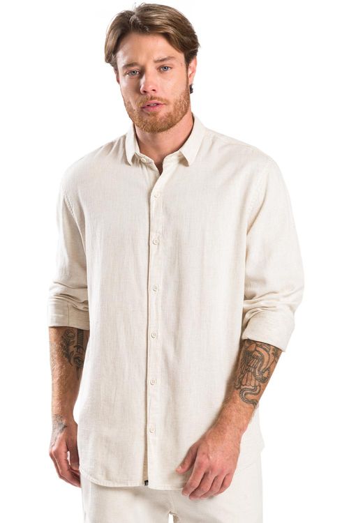 Camisa Lisa De Viscolinho Off White