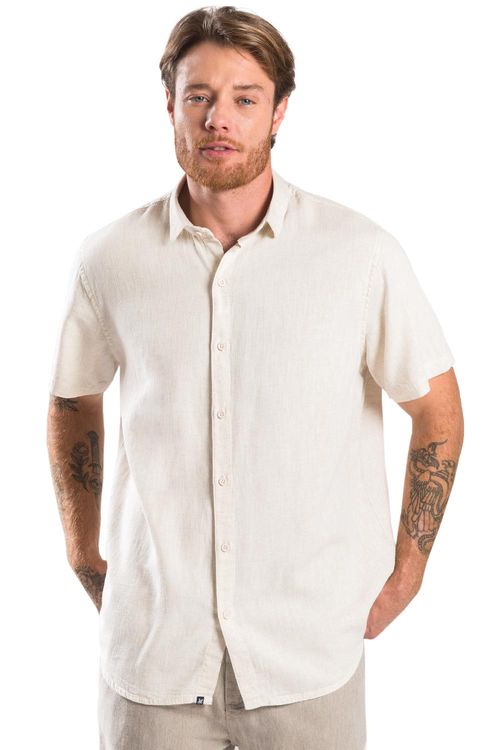 Camisa Manga Curta De Viscolinho Off White