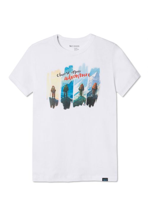 T-Shirt Infantil Estampada Adventure Branco