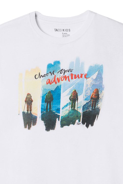 T-Shirt Infantil Estampada Adventure Branco