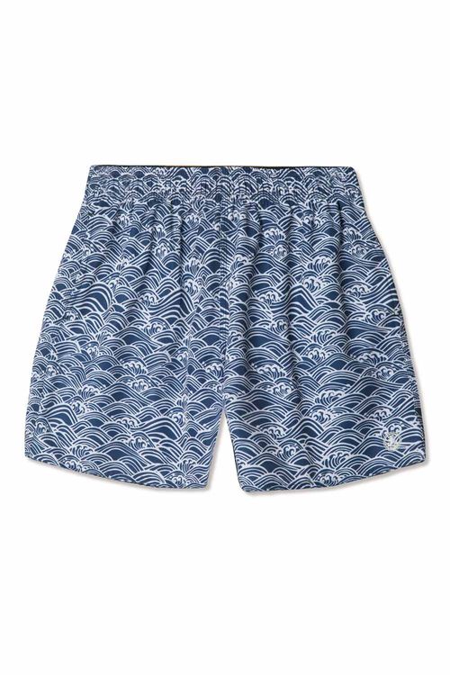 Short Estampado Waves Flex Azul Marinho