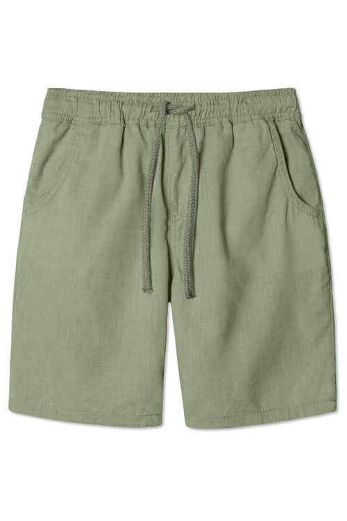 Short Cós Elástico De Linho Verde