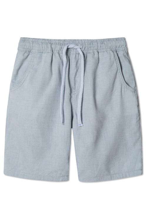 Short Cós Elástico De Linho Azul Claro