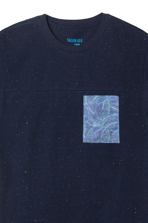 T-Shirt Infantil Botonê Com Bolso Azul Marinho