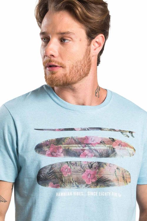 T-Shirt Estampada Surf Azul Claro