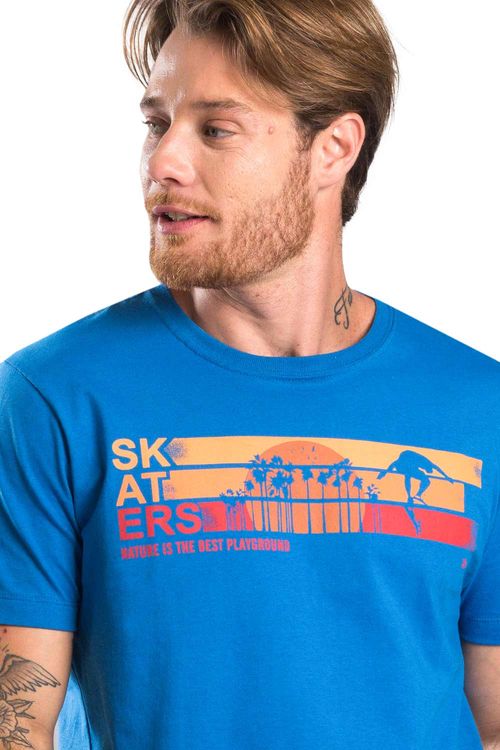 T-Shirt Estampada Montanha Azul Royal