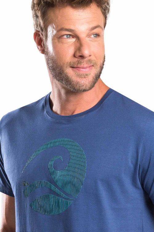 T-Shirt Estampada 3d Azul Marinho