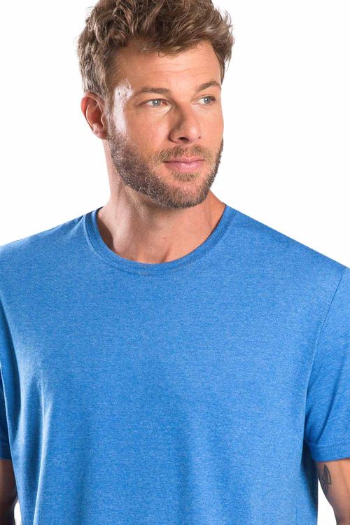 T-Shirt Básica Mescla Comfort Azul Royal