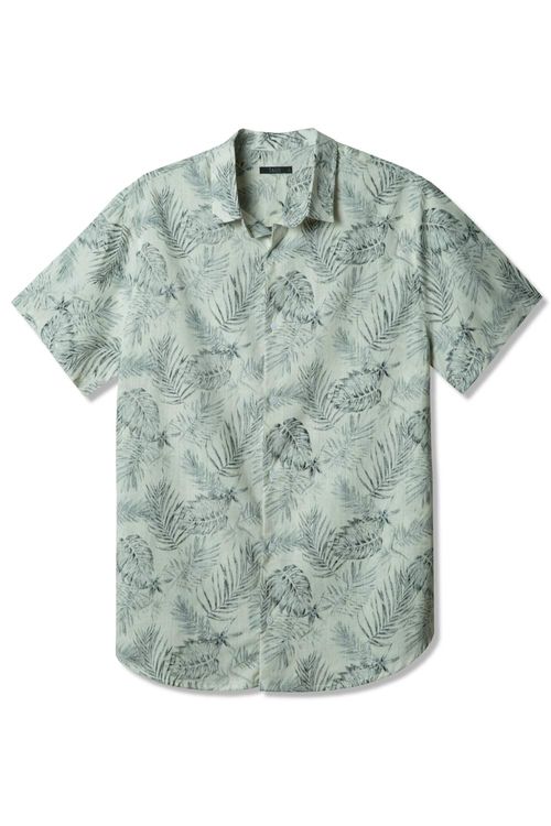 Camisa Estampada Tropical Linho Off White