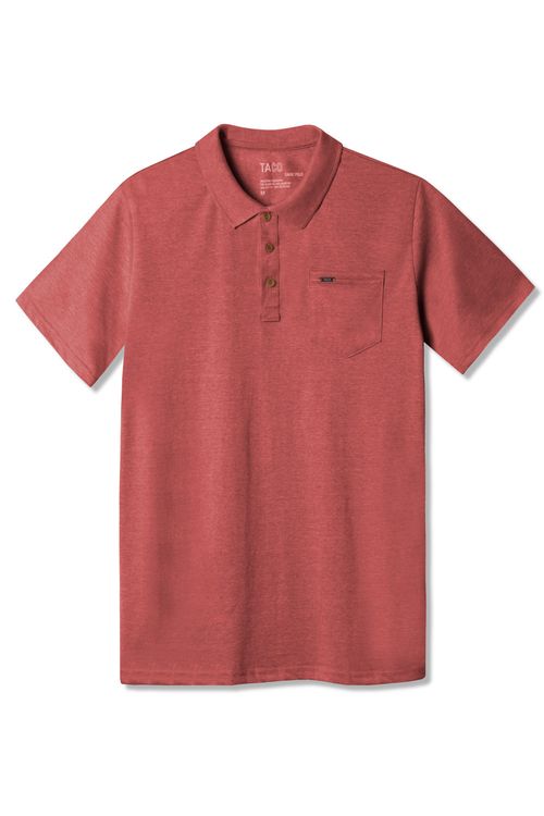 Polo Básica Mescla Com Bolso Vermelho Escuro